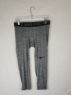Nike Pro Dri‑FIT Compression Pants Grey with Black Waistband Men's Size Large